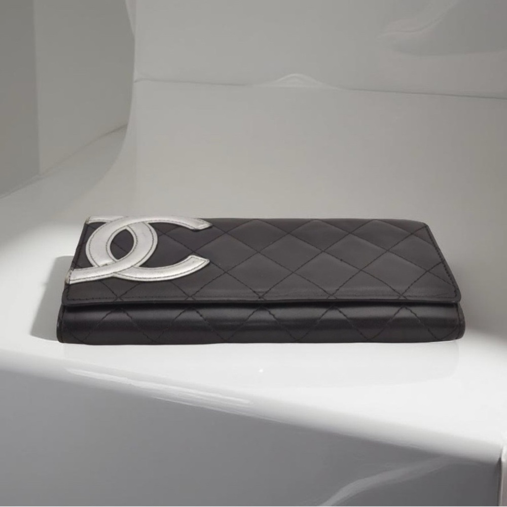 Authentic CHANEL Calf Skin Cambon Line CC Logo Long Wallet - Picture 6 of 16